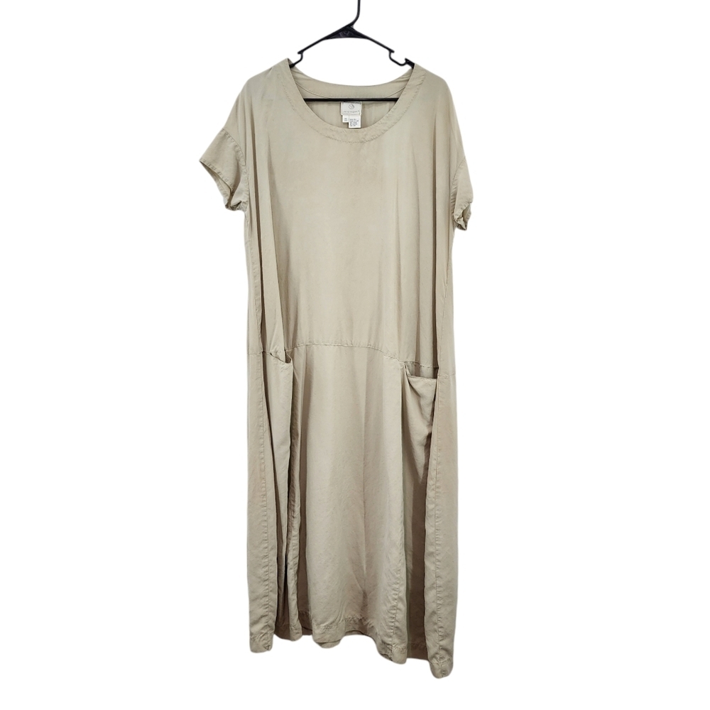 J. Morgan Puett Women's 100% Silk Short Sleeves Midi Lagenlook Dress - OS